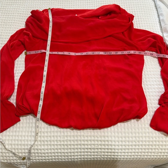 Womens Free People Red Fold Over Blouse Large - Picture 1 of 5